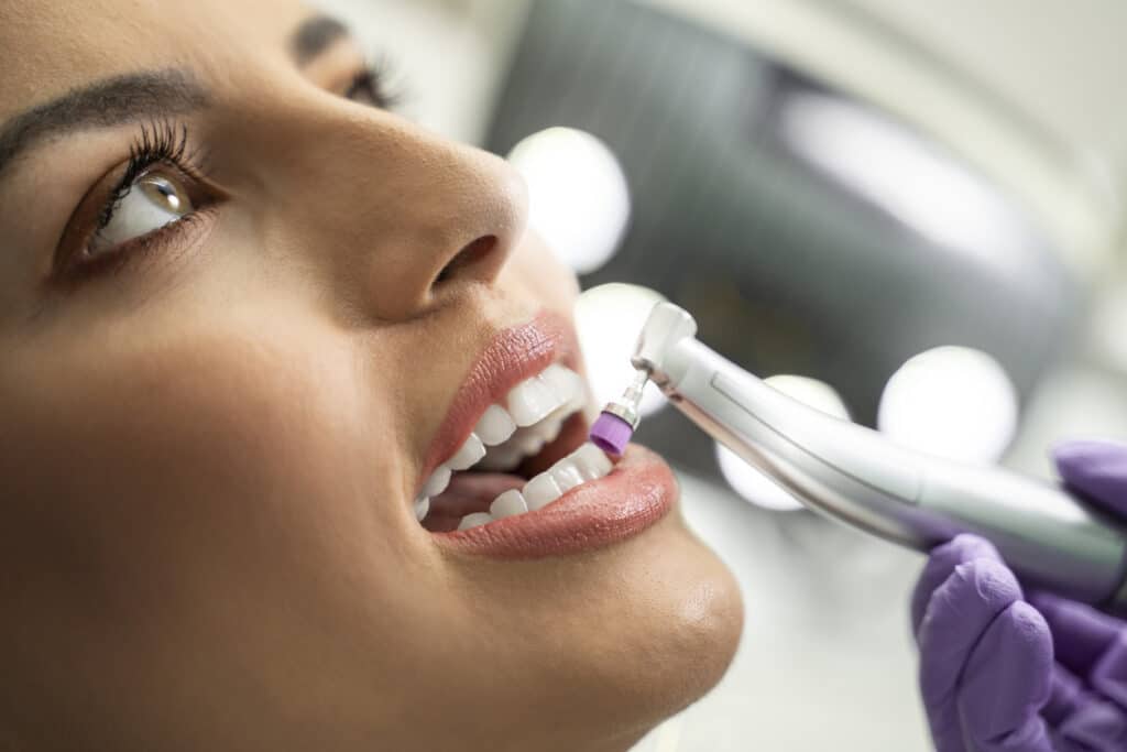 Dental patient getting their teeth polished