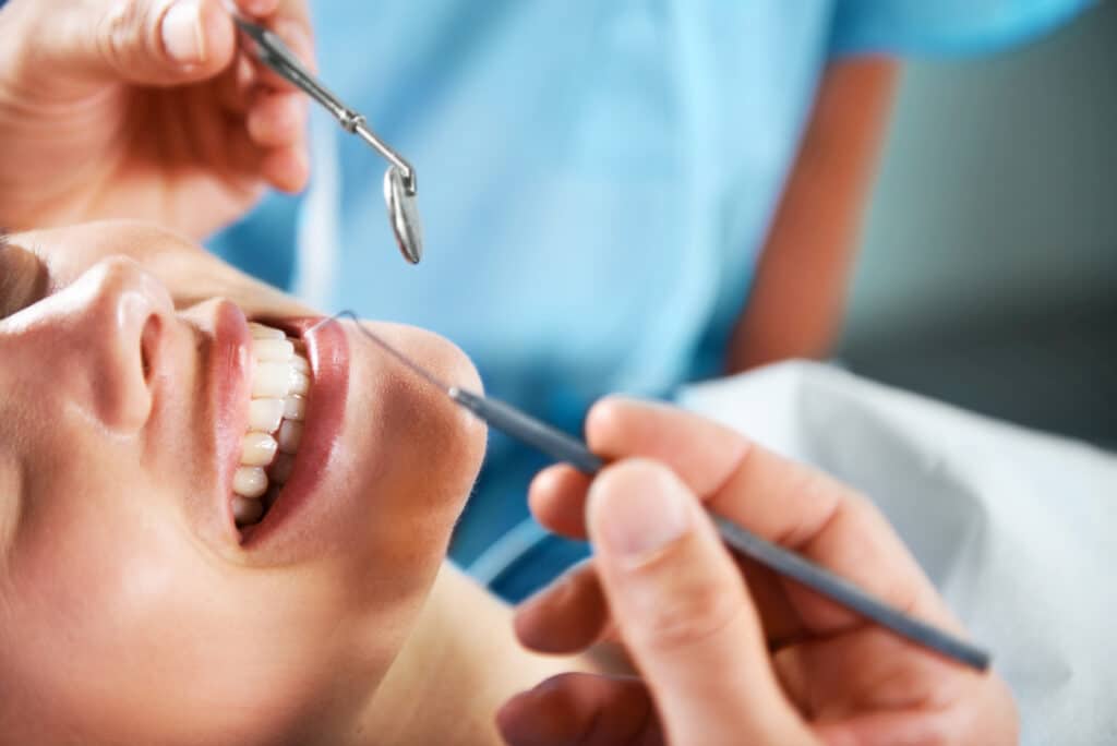 Patient getting their teeth cleaned