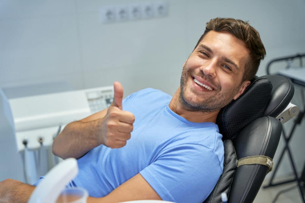 Patient comfortable at the dental office